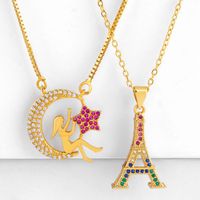 Star Moon Goddess Inlay Diamond Necklace Fashion Jewelry 18k Gold Necklace Sweater Chain main image 1