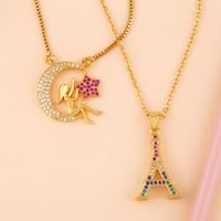 Star Moon Goddess Inlay Diamond Necklace Fashion Jewelry 18k Gold Necklace Sweater Chain main image 6