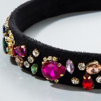 Fashion Glass Diamond Diamond Flower Retro Headband Ladies Super Flash Wide Side Headband main image 5