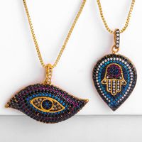 Fashion Necklace Micro-set Black Zircon Eyes Palm Drop Pendant Female Jewelry main image 2