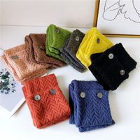 Button Solid Color Scarf Long Knitted Woolen Scarf Student Warm Bib Fashion main image 1