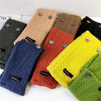 Button Solid Color Scarf Long Knitted Woolen Scarf Student Warm Bib Fashion main image 6