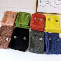 Button Solid Color Scarf Long Knitted Woolen Scarf Student Warm Bib Fashion main image 5