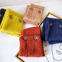 Button Solid Color Scarf Long Knitted Woolen Scarf Student Warm Bib Fashion main image 4