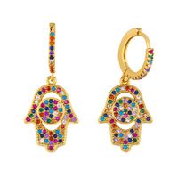 Colorful Zircon Earrings Fatima Hand Earrings Fashion Earrings sku image 1
