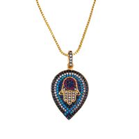 Fashion Necklace Micro-set Black Zircon Eyes Palm Drop Pendant Female Jewelry sku image 1