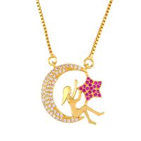 Star Moon Goddess Inlay Diamond Necklace Fashion Jewelry 18k Gold Necklace Sweater Chain sku image 1