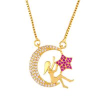 Grenz Überschreiten Der Schmuck Stern Mond Göttin Eingelegte Diamant Halskette Modeschmuck 18 Karat Gold Halskette Pullover Kette Nkp80 sku image 1