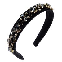 Fashion Glass Diamond Diamond Flower Retro Headband Ladies Super Flash Wide Side Headband sku image 1