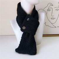 Button Solid Color Scarf Long Knitted Woolen Scarf Student Warm Bib Fashion sku image 4