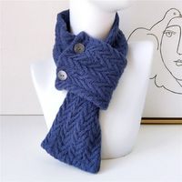 Button Solid Color Scarf Long Knitted Woolen Scarf Student Warm Bib Fashion sku image 6