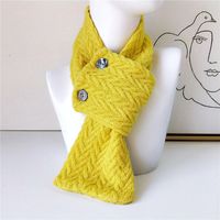 Button Solid Color Scarf Long Knitted Woolen Scarf Student Warm Bib Fashion sku image 7