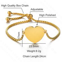Fashion Heart 304 Stainless Steel 18K Gold Plated No Inlaid Bracelets In Bulk main image 3