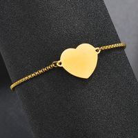 Fashion Heart 304 Stainless Steel 18K Gold Plated No Inlaid Bracelets In Bulk main image 5