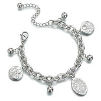 Titanium Steel Retro Personality Jesus Bracelet Double-sided Corrosion Old Man Steel Ball Adjustable Bracelet main image 2