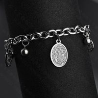 Titanium Steel Retro Personality Jesus Bracelet Double-sided Corrosion Old Man Steel Ball Adjustable Bracelet main image 5