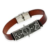 Leather Bracelet European And American Alloy Vintage Leather Bracelet Bracelet Gift Stainless Steel Buckle main image 1