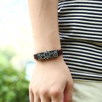 Leather Bracelet European And American Alloy Vintage Leather Bracelet Bracelet Gift Stainless Steel Buckle main image 4