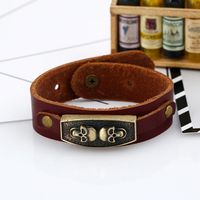 2017 Neuer Stil Punk Fabrik Direkt Vertrieb Retro Europäische Und Amerikanische Herren Rindsleder Armband Schädel Leder Armband Gh014 main image 5