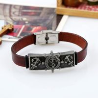 Leather Bracelet European And American Alloy Vintage Leather Bracelet Bracelet Gift Stainless Steel Buckle main image 6