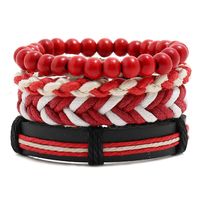 Punk New Color Wax Line Weave Four Sets Of Girls Bracelet Simple Diy Multi-root Combination Leather Bracelet main image 1