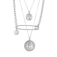Necklace Couple Detachable Three-layer Pin Double-sided Corrosion Stainless Steel Round Coin Pendant main image 1