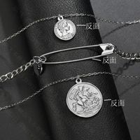 Necklace Couple Detachable Three-layer Pin Double-sided Corrosion Stainless Steel Round Coin Pendant main image 5