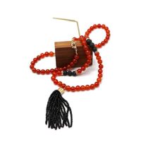 Red Agate Stone Bead Necklace Sweater Chain Handmade Tassel Beaded Necklace Necklace main image 5