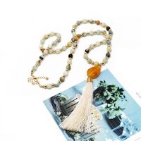 Long Stone Bead Necklace Tassel Necklace Sweater Chain main image 3