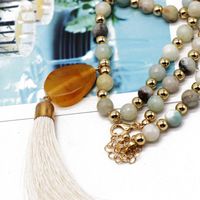 Long Stone Bead Necklace Tassel Necklace Sweater Chain main image 4