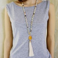 Long Stone Bead Necklace Tassel Necklace Sweater Chain main image 6