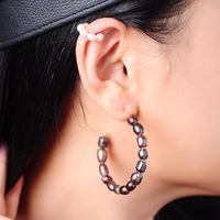 E9102297 Kaltwind C-förmige Ring Ohrringe Mode Persönlichkeit Perlen Ohrringe Weibliches Temperament All-match-ohr Knochen Clip main image 5