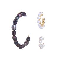 E9102297 Kaltwind C-förmige Ring Ohrringe Mode Persönlichkeit Perlen Ohrringe Weibliches Temperament All-match-ohr Knochen Clip main image 3