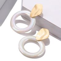 Fashion Creative Resin Circle Hollow Pendant Earrings Small Earrings Female main image 4