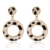Suede Leopard Print Circle Cutout Earrings Women Fashion Trend Stud Earrings main image 1