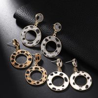 Suede Leopard Print Circle Cutout Earrings Women Fashion Trend Stud Earrings main image 5