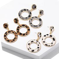 Suede Leopard Print Circle Cutout Earrings Women Fashion Trend Stud Earrings main image 6