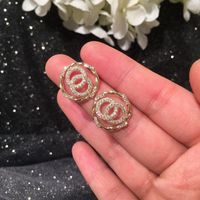 S925 Silver Matte Circle Letter Small Earrings Micro-inlaid Zircon Stud Earrings main image 3