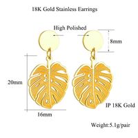 Leaf Stainless Steel Gold Earrings Female Bohemian main image 3