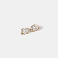 S925 Japan Und Südkorea Exquisite Mode Einfache Und Beliebte Perle Zirkon Farbe Konservierte Gold Ohrringe Ohrringe Qingdao Source Factory main image 3