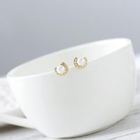 S925 Japan Und Südkorea Exquisite Mode Einfache Und Beliebte Perle Zirkon Farbe Konservierte Gold Ohrringe Ohrringe Qingdao Source Factory main image 4