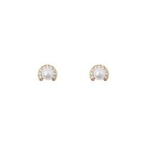 S925 Earrings Exquisite Fashion Simple Pop Pearl Zircon Color Gold Earrings main image 6