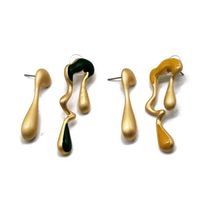 Hersteller Liefern Grüne Gelbe Tropf Öl Unregelmäßige Ohrringe Linke Und Rechte Asymmetrische Ohrringe Persönlichkeit Mode Europäische Und Amerikanische Ohrringe main image 1