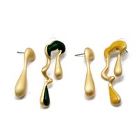 Stud Earrings Green Yellow Drip Oil Irregular Earrings Left And Right Asymmetric Earrings main image 6