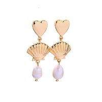 Simple Heart-shaped Earrings S925 Silver Earrings New Shell Pearl Earrings sku image 1