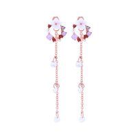 Earrings 925 Sterling Silver Stud Earrings Asymmetric Diamond Flower Earrings Shell Pearl sku image 1