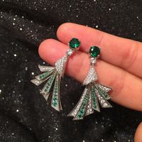 Scalloped Earrings Set With Zircon S925 Silver Earrings sku image 1