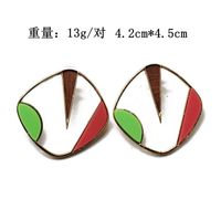 Fashion Earrings Round Hollow Resin Wooden Irregular Earrings Red Green Dotted Earrings sku image 1