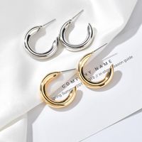 Fashion Coarse Alloy C-shaped Oblique Section Earrings Nhbq156412 main image 1
