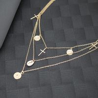 Fashion Creative Alloy Disc Cross Shell Necklace Nhbq156436 main image 4